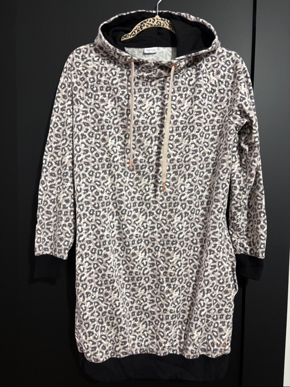 Leopard Print Hooded Sweatshirt Dress